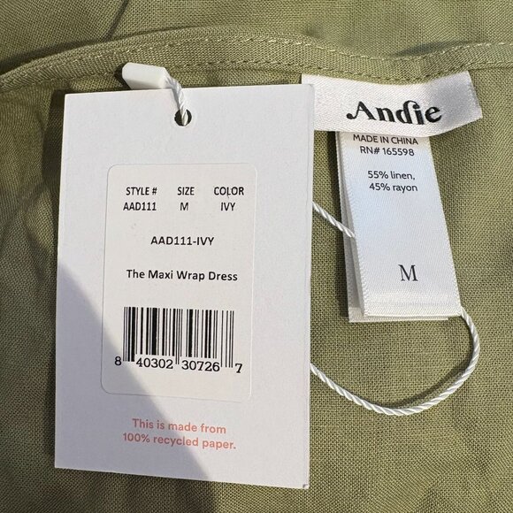 Andie Swim The Maxi Wrap Dress Women's Size Medium in Ivy Green New With Tags! - Picture 3 of 4